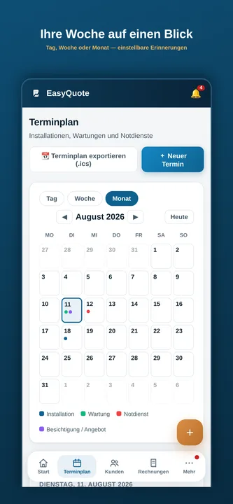 Terminplanung mit SMS-Erinnerungen und Navigation