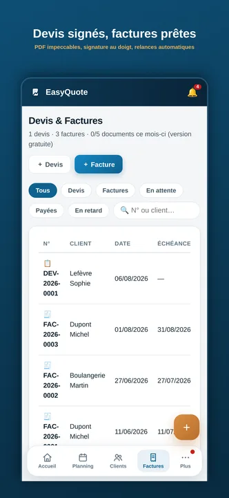 Devis signé au doigt sur un iPhone avec EasyQuote