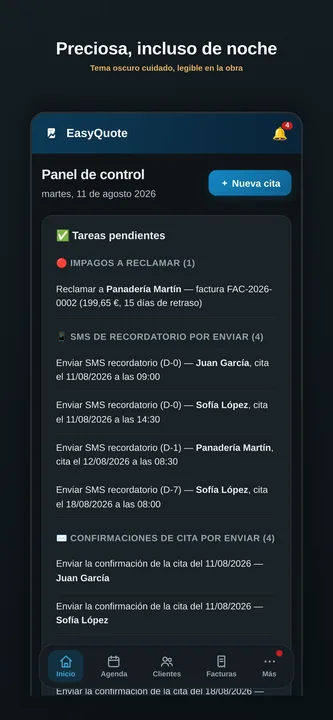 Tema oscuro de la aplicación EasyQuote