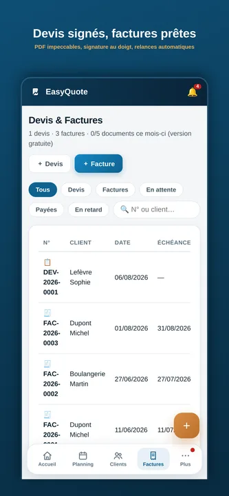 Devis signé au doigt sur un iPhone avec EasyQuote