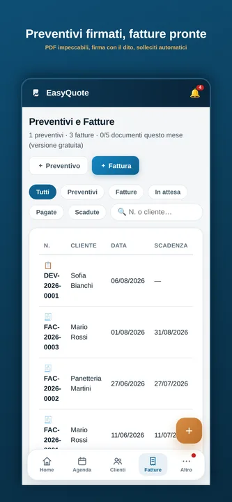 Preventivo firmato con il dito su un iPhone con EasyQuote